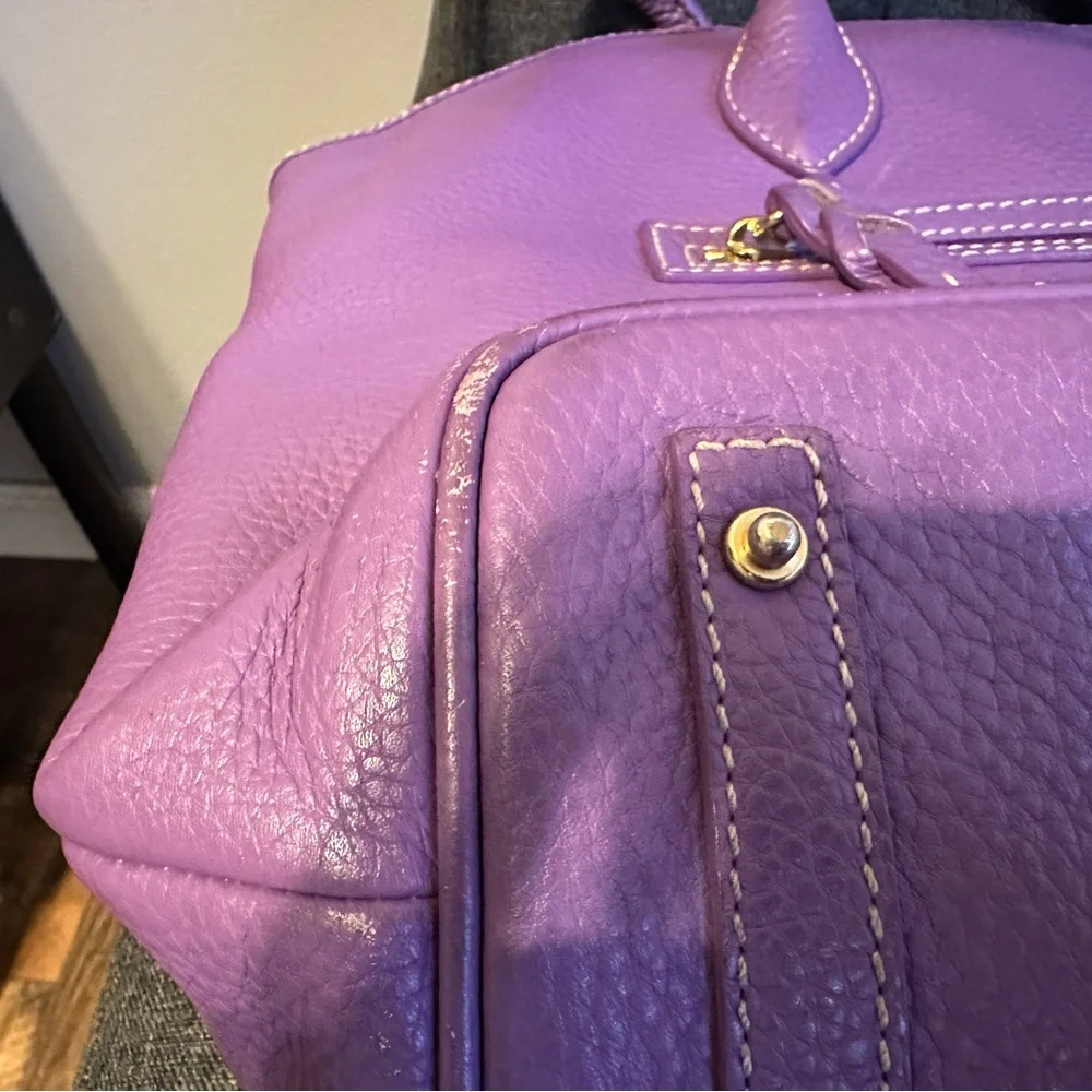 Dooney & Bourke Purple Leather Tote Bag - Picture 4 of 8